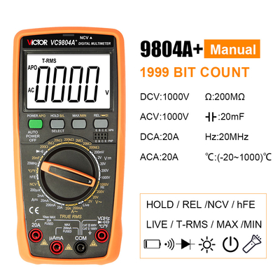 ビクター VC9804A+ 9804 ポケット マルチメーター True RMS AC DC 1000V 20A マルチメーターデジタル