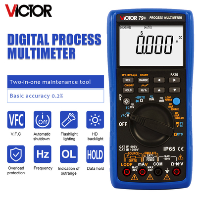 VICTOR 79+ プロセス マルチメーター 抵抗 400ohm 熱電偶 周波数 100hz ループ 24V デジタル マルチメーター