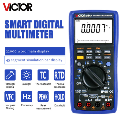 VICTOR 98A+ VICTOR デジタル マルチメーター 22000 計数 USB付き自動レンジ マルチメーター