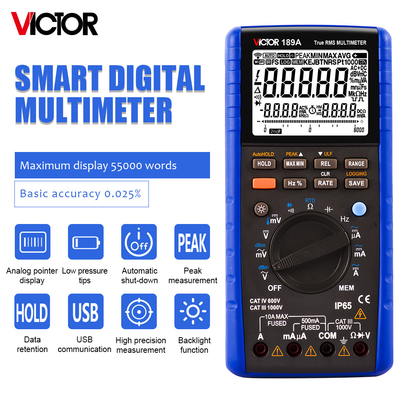VICTOR189A 0.025% 精度 55000 カウント VICTOR デジタル マルチメーター 1000V ファイズ保護
