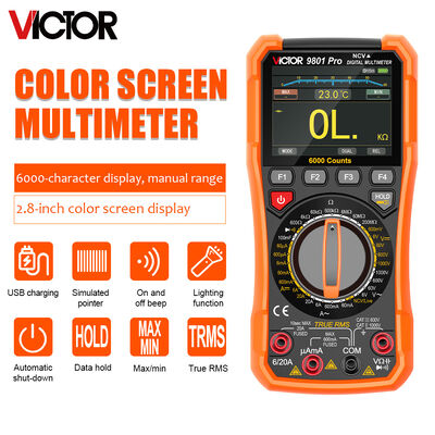VICTOR 9801Pro デジタル マルチメーター TFT スクリーン 6000 カウント ディスプレイ